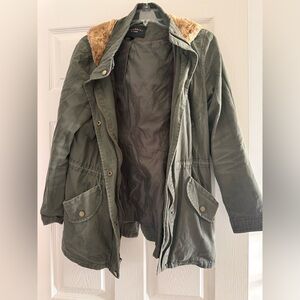 Celebrity Pink Olive Green Military Parka